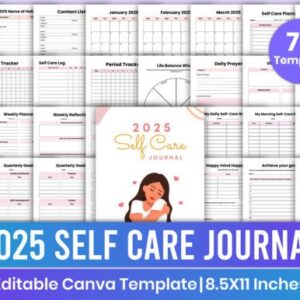 Mẫu đồ họa Nhật ký chăm sóc bản thân năm 2025 Canva